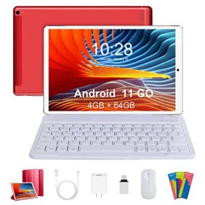 duoduogo android 11 tablet 2 in 1, 10 inch tablet, tablet with keyboard, 4gb ram 64gb rom, 1280x 800 hd ips, dual camera, 6000mah, bluetooth, otg, 2.4g+5g wifi tablet pc, dgo-t30