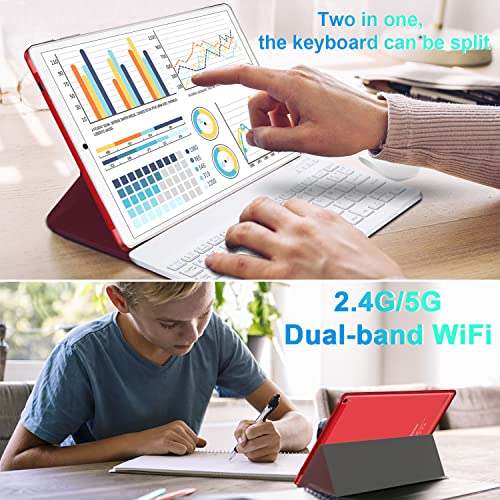 DUODUOGO Android 11 Tablet 2 in 1, 10 Inch Tablet, Tablet with Keyboard, 4GB RAM 64GB ROM, 1280x 800 HD IPS, Dual Camera, 6000mAh, Bluetooth, OTG, 2.4G+5G WiFi Tablet PC, DGO-T30