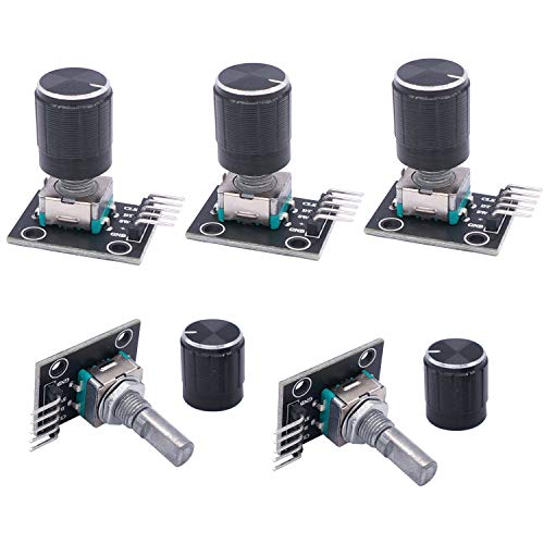 Taiss 5Pcs KY-040 Rotary Encoder Module with 15×16.5 mm with Knobs Cap +PV Combiner Box 4 String with 15A Rated Current Fuse Circuit Breaker Lightning Arreste and Solar Panel Cable Connectors