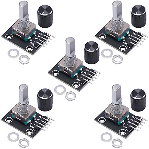 Taiss 5Pcs KY-040 Rotary Encoder Module with 15×16.5 mm with Knobs Cap +PV Combiner Box 4 String with 15A Rated Current Fuse Circuit Breaker Lightning Arreste and Solar Panel Cable Connectors