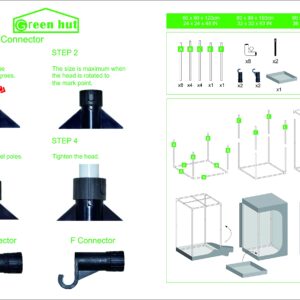 Green Hut Grow Tent 32"x32"x63", High Reflective Mylar Dark Room with Observation Window, Removable Floor Tray and Tool Bag for Indoor Plant Growing 3'X3'