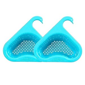 quirzx 2 pack swan drain basket for kitchen sink, triangle corner kitchen sink drain basket, leftovers food catcher basket (blue)