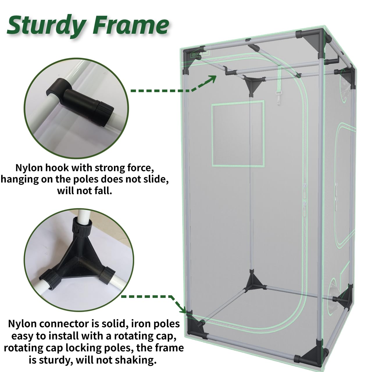 Green Hut Grow Tent 32"x32"x63", High Reflective Mylar Dark Room with Observation Window, Removable Floor Tray and Tool Bag for Indoor Plant Growing 3'X3'