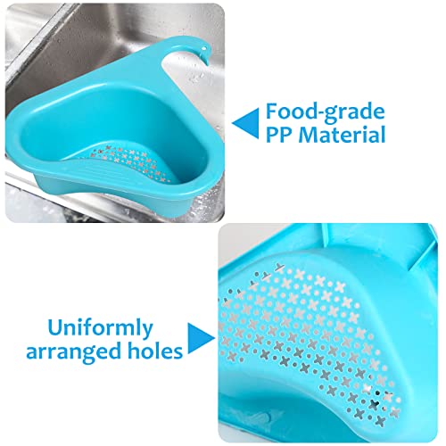 quirzx 2 Pack Swan Drain Basket for Kitchen Sink, Triangle Corner Kitchen Sink Drain Basket, Leftovers Food Catcher Basket (Blue)