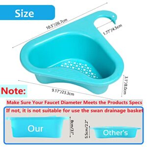 quirzx 2 Pack Swan Drain Basket for Kitchen Sink, Triangle Corner Kitchen Sink Drain Basket, Leftovers Food Catcher Basket (Blue)