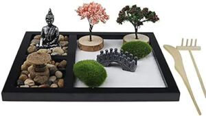 dinq meditation japanese zen garden, sand garden tools accessories box set, suitable for home office desk bonsai decoration