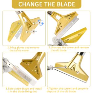 Boter Razor Blade Scraper, Scraper Tool, 4 In Metal Floor Scraper with 20PCS Extra Metal Blades, Long Handle Paint Scraper Ideal for Cleaning Stove Top, Windows, Glass, Tiles, Wall, Labels