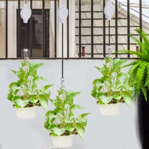 6 Pcs Plant Pulley Retractable Hanger, Easy Reach Plant Pulley Adjustable Height Wheel for Hanging Plants Heavy Duty Plant Hanger for Garden Baskets Pots & Birds Feeder - White