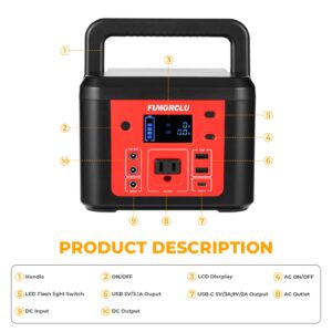 Portable Power Station, Portable Solar Generator,178Wh/48000mAH Backup Lithium Battery with flashlight, Small Electrical Generator with DC/AC/USB Outlets for Outdoor Camping Travel Hunting Blackout