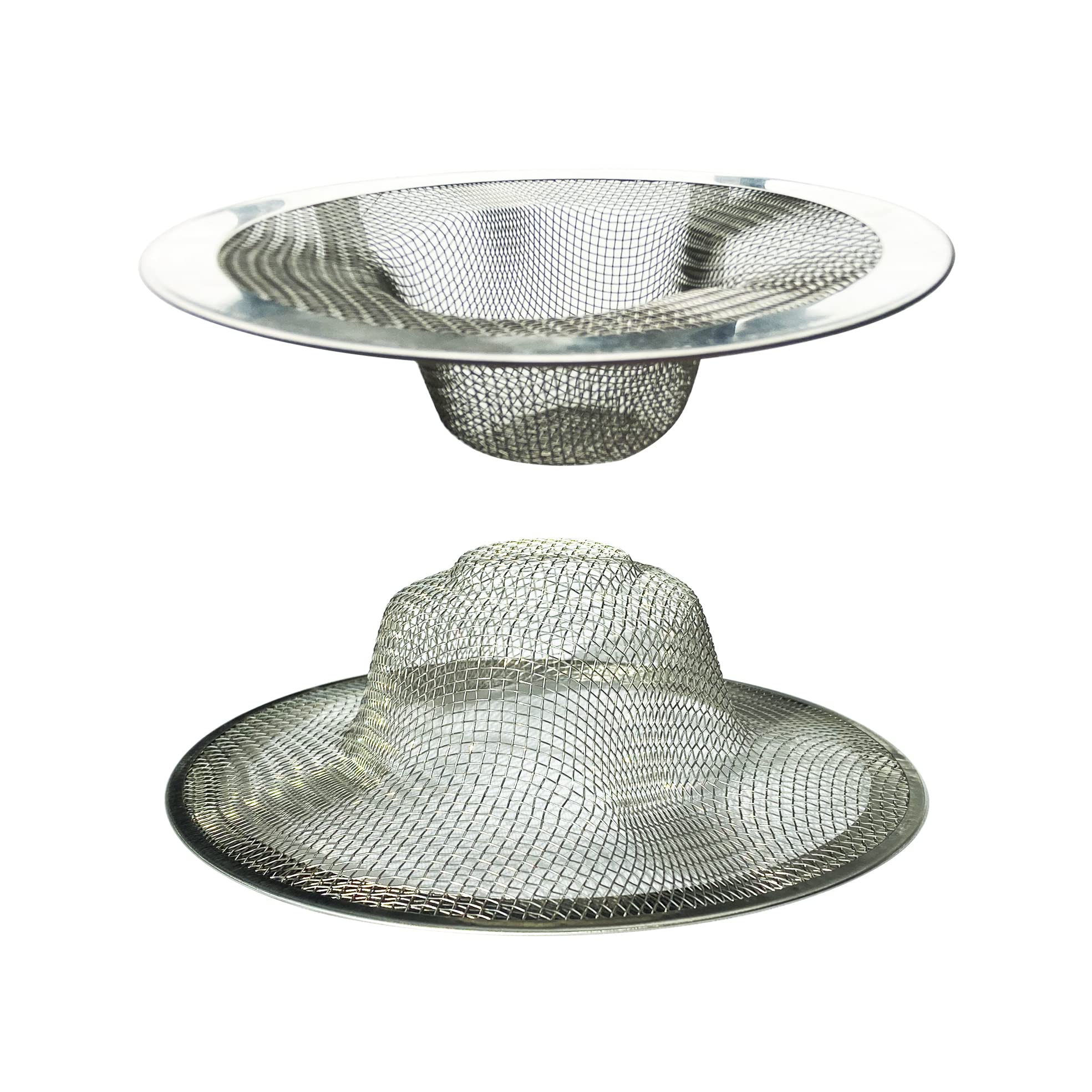 Sink Strainer 2Pcs Stainless Steel Metal Mesh Sink Drain Strainer Large Wide Brim 4.5"Diameter for Most Kitchen Sink Bathroom Bathtub Shower Room Balcony Drains