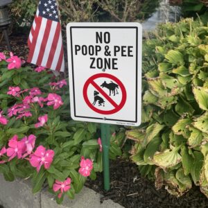 SmartSign 10 x 7 inch “No Poop And Pee Zone” LawnPuppy Yard Sign and 18 inch Stake Kit, 40 mil Laminated Rustproof Aluminum, Red, Black and White, Set of 1