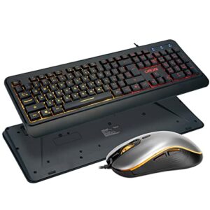 led keyboard and mouse combo usb wired characters illuminzted gaming keyboard 3600 dpi optical mouse compatible with windows linux mac macbook computer laptop