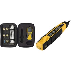 klein tools vdv501-853 coaxialcable tester, scout pro 3 with test-n-map remote, includes remotes #2 - #6, tests voice, data and video cable & vdv500-123 cable tracer probe-pro tracing probe