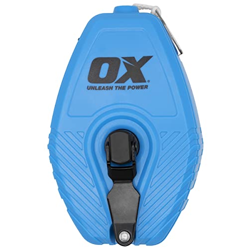 OX Tools Trade Single Gear Thick Line Chalk Reel | 100' length | 100 ft Heavy Duty Chalk Line | Thick Line | Construction Chalk Reel |OX-T505630