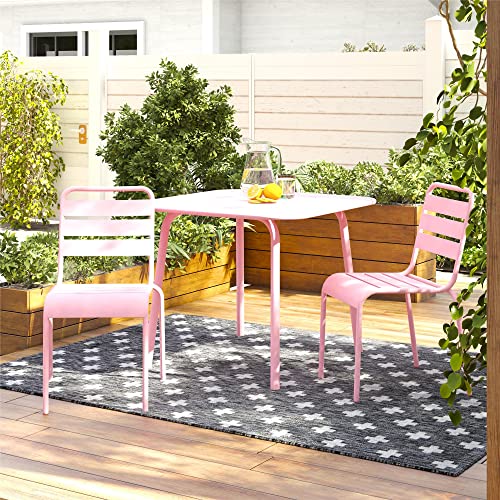 Novogratz Poolside Gossip, June Outdoor/Indoor Stacking Dining Chairs, 2-Pack, Pink