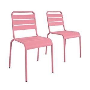 Novogratz Poolside Gossip, June Outdoor/Indoor Stacking Dining Chairs, 2-Pack, Pink