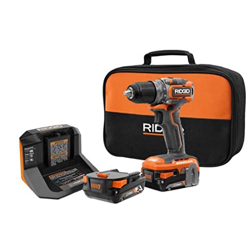 RIDGID 18V Brushless Sub Compact Cordless 1/2 in. Drill Driver Kit with (2) 2.0 Ah Battery, Charger and Bag