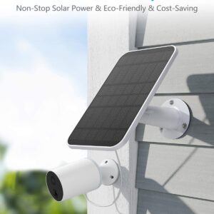 Solar Panel Compatible with Eufycam 2C/2C Pro/E40/E20/2/2 Pro/E, 5V 4W Solar Panels for Camera, Continuous Power Supply, Micro USB & Type-C Port 9.8ft Cable, IP65 Waterproof, Secure Wall Mount, 2 Pack