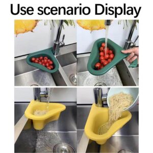 Swan Drain Basket for Kitchen Sink, 2Pcs Triangle Sink Drain Rack Kitchen Sink Strainer Basket, Multifunctional Kitchen Triangular Sink Filter, Fits Sinks (1PC, Green)