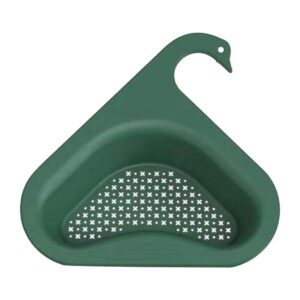 Swan Drain Basket for Kitchen Sink, 2Pcs Triangle Sink Drain Rack Kitchen Sink Strainer Basket, Multifunctional Kitchen Triangular Sink Filter, Fits Sinks (1PC, Green)