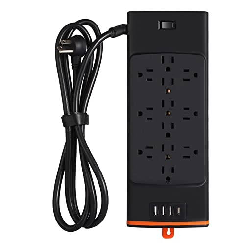 Surge Protector Power Strip, 6 Ft Extension Cord Power Strip, 12 Outlets & 4 USB (3A1C) Ports,1875W, 2700J, College, Dorm, Home, Office Essentials