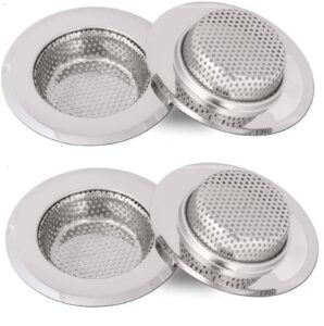 4 pcs sink strainers for kitchen sink stainless steel sink drain strainer prevent clogging large wide rim outer diameter 4.5 inch/11.3cm(suitable for 2.76" to 3.94" drain)