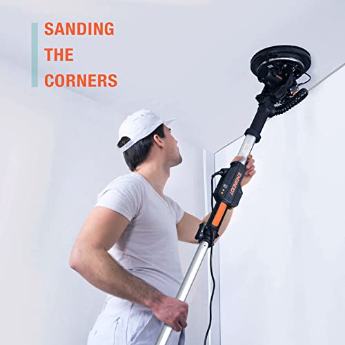 Drywall Sander 7.2 A, 900W ENGiNDOT Electric Wall Sander, 14 Sanding Discs, 6 Speed 900-1800RPM, 13ft Dust Collection Hose, Telescopic Handle, Automatic Dust Removal System, LED Light, Digital Display
