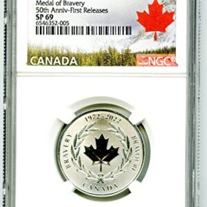 2022 No Mint Mark Royal Canadian Silver Medal of Bravery FIRST RELEASES $5 NGC SP69