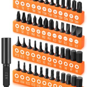 AEJ 49-Pack Screwdriver Bit Set, Hex Head Drill Bit Set, Torx Square Slotted Phillips Bit Set with 1/4" Bit Holder, 1/4 Hex Shank, S2 Steel, 1"Long