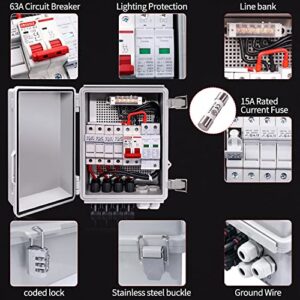 Taiss Changeover Selector Switch 32A 4 Position 12 Terminals LW26-32 0-3/3 + PV Combiner Box 4 String with 15A Rated Current Fuse Circuit Breaker Lightning Arreste and Solar Panel Cable Connectors