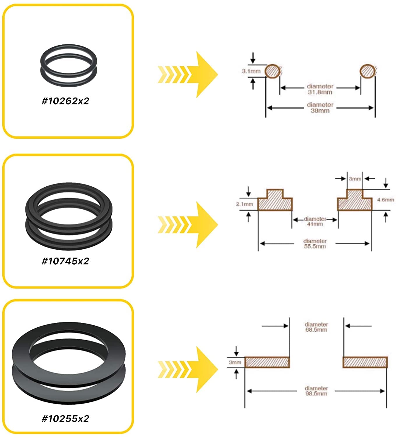 IKSI Fits for 25076RP 10745, 10262 and 10255 Step Washer O Ring 1.25 Fittings Plunger Valve Seals Rubber 11235 (6 pcs)