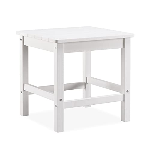 Psilvam Oversized Outdoor Side Table, 19.68" Poly Lumber Adirondack Side Table, Weather Resistant Patio Side Table for Poolside, Garden and Front Porch (White)