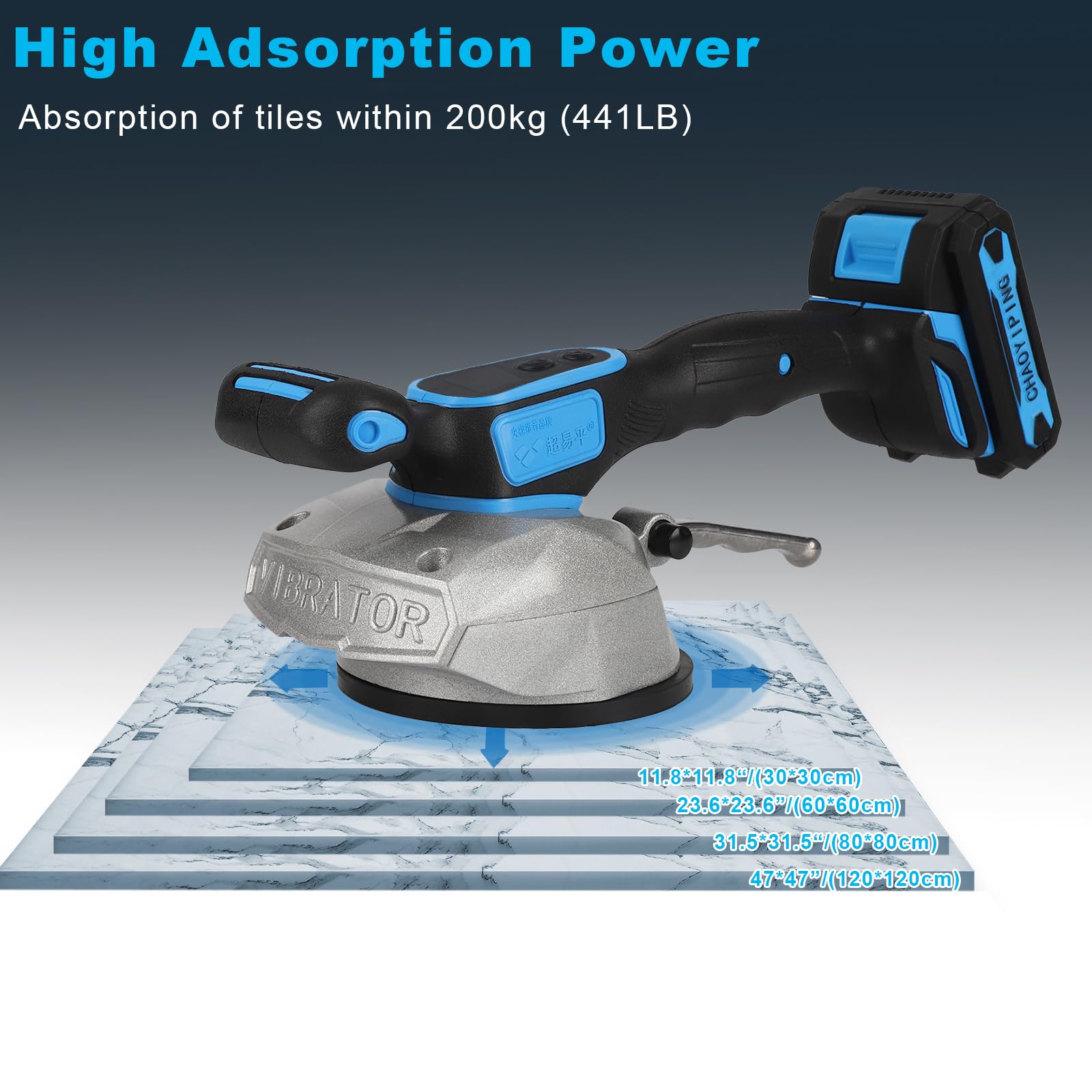 Tile Vibration Machine Installation Tool - YSJWAER Tiling Suction Cup for Leveling Handheld Vibrator 6 Speeds 21V 12000mAh 21000r/min