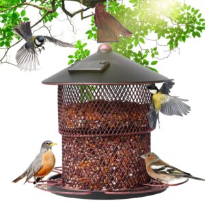 Squirrel Proof Bird Feeders for Outdoors Hanging,Metal Bird Feeder,7.5 Lbs Large Outside Wild Bird Feeder,Solar Mesh Tube Birdfeeder,Birdfeeders for Finch,Cardinal,Blue Jay