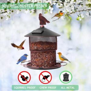 Squirrel Proof Bird Feeders for Outdoors Hanging,Metal Bird Feeder,7.5 Lbs Large Outside Wild Bird Feeder,Solar Mesh Tube Birdfeeder,Birdfeeders for Finch,Cardinal,Blue Jay