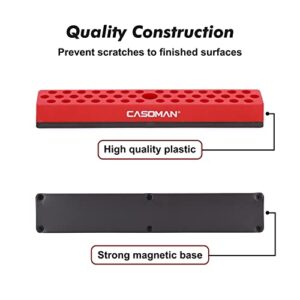 CASOMAN 1/4" Hex Bit Organizer with Magnetic Base - Red, 43 Hole Bit Organizer with Strong Magnetic Base, Magnetic Bit Organizer for Your Specialty