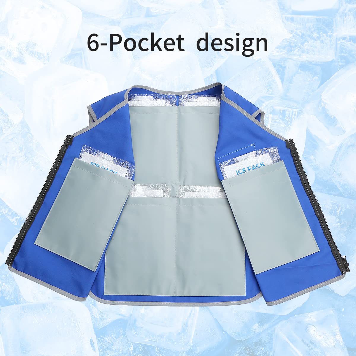 Cooling Vest for Men&Women for Hot Weather,Ice Reflective Vest with 24 PCS Ice Packs and Pockets, Cool Jacket for Working in the Heat