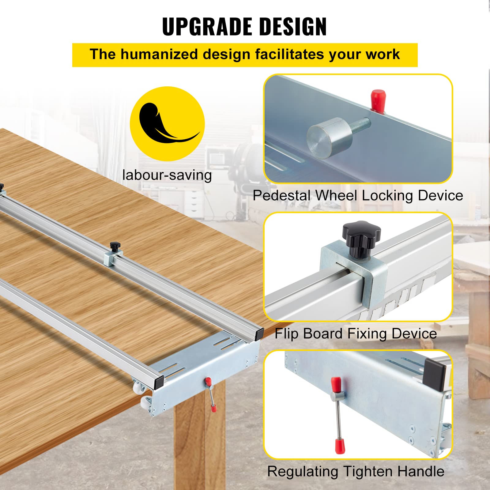 VEVOR Router Sled, 60 inches / 152.4cm Width, Slab Guide Jig for Woodworking with Locking Function, Portable and Easy to Adjust, Trimming Planing Machine for Wood Flattening, Home DIY