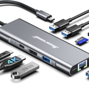 Hiearcool USB C Hub Ethernet,4K@60 USB C to HDMI Hub,8in1 Multi-Port USB C Adapter Type C Dock Dongle Compatible for MacBook Pro Air iPad Dell Lenovo