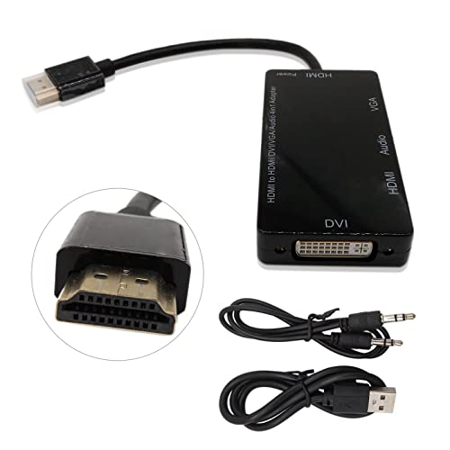 HDMI Adapter for Laptop Computer 1080P HDMI to HDMI VGA DVI Audio Multiport 4 in 1 Synchronous Display Video Converter Adapter Male to Female