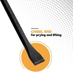 Olympia Tools 24" Wrecking Bar, Heavy Duty Pry Bar with Beveled Chisel End and Forged Carbon Steel for Prying, Lifting and Pulling Nails