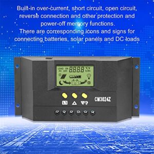 FTVOGUE CM3024Z PWM Solar Controller LCD Display Solar Panel Intelligent Regulator 12V 24V[30A],Solar Controller