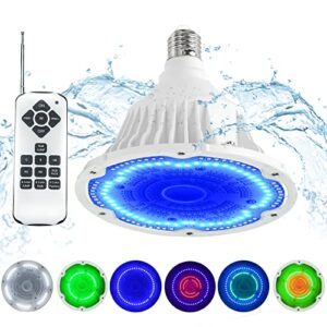 pool lights with remote control, 120v 40w rgbw color changing underwater led pool light for inground pool, e26 replacement bulb fit pentair hayward pool light fixtures