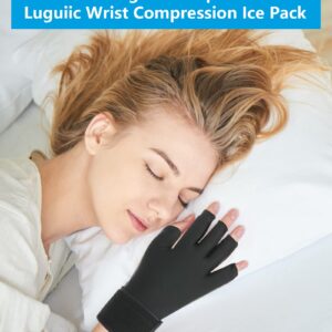 Luguiic Finger Arthritis Compression Ice Glove for Women and Men, Adjustable Wrist Strap Hand Wrist Ice Pack Pain Relief for Arthritis, Carpal Tunnel, Tendinitis Cold&Heat Therapy S Pack of ONE