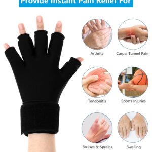 Luguiic Finger Arthritis Compression Ice Glove for Women and Men, Adjustable Wrist Strap Hand Wrist Ice Pack Pain Relief for Arthritis, Carpal Tunnel, Tendinitis Cold&Heat Therapy S Pack of ONE