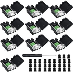 yiovvom db9 breakout connector,db9 solderless rs232 d-sub female serial adapters 9-pin port white adapter to terminal connector signal module with case set of 10