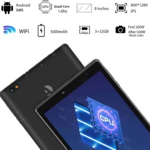 AOYODKG Android Tablet 8 inch 3GB RAM + 32GB ROM | 128GB Expandable, WiFi Tablet PC 1280X800 HD IPS Display, Quad-Core Bluetooth GPS Tablets