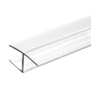 CBW Doors CBW Frameless Shower Door Side Seal Strip H-Type 180 Degree 72'' Length, Clear (1, 3/8'' Glass)