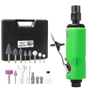 dotool 1/4" air die grinder kit straight pneumatic 28000 rpm rear exhaust polisher with 1/4"(6mm) and 1/8"(3mm) collets mini and compact size, polishing tool