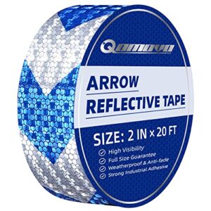 qomovo blue white arrow high visibility reflective tape 2 inch x 20 feet self-adhesive tape conspicuity safety warning tape